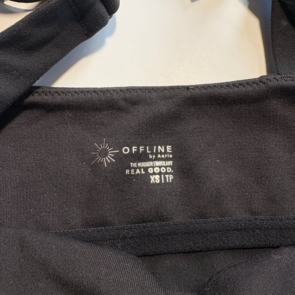 NWT Offline By Aerie The Hugger Longline Sports Bra Black Size Extra Small - Picture 2 of 5